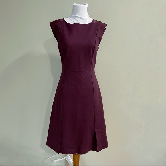 Rebecca Taylor Mesh Trim Ponte Sheath Dress Oxblood Burgundy Red size 2 Small S - Picture 3 of 11